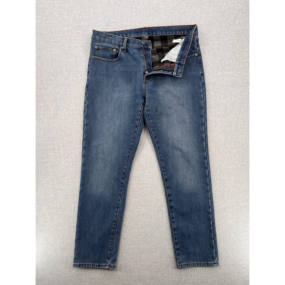 Eddie Bauer Fleece Lined Jeans 34x32 Men Blue Straight Medium Wash Stretch